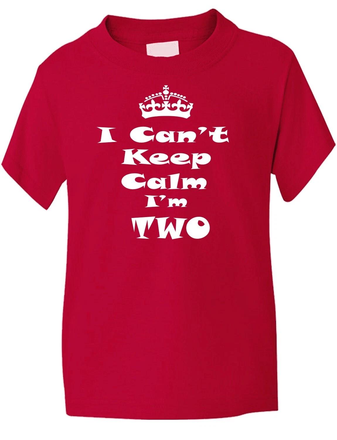 

2nd Second Birthday Keep Calm I m Two Birthday Present Kids T shirt Age 1-13 XL