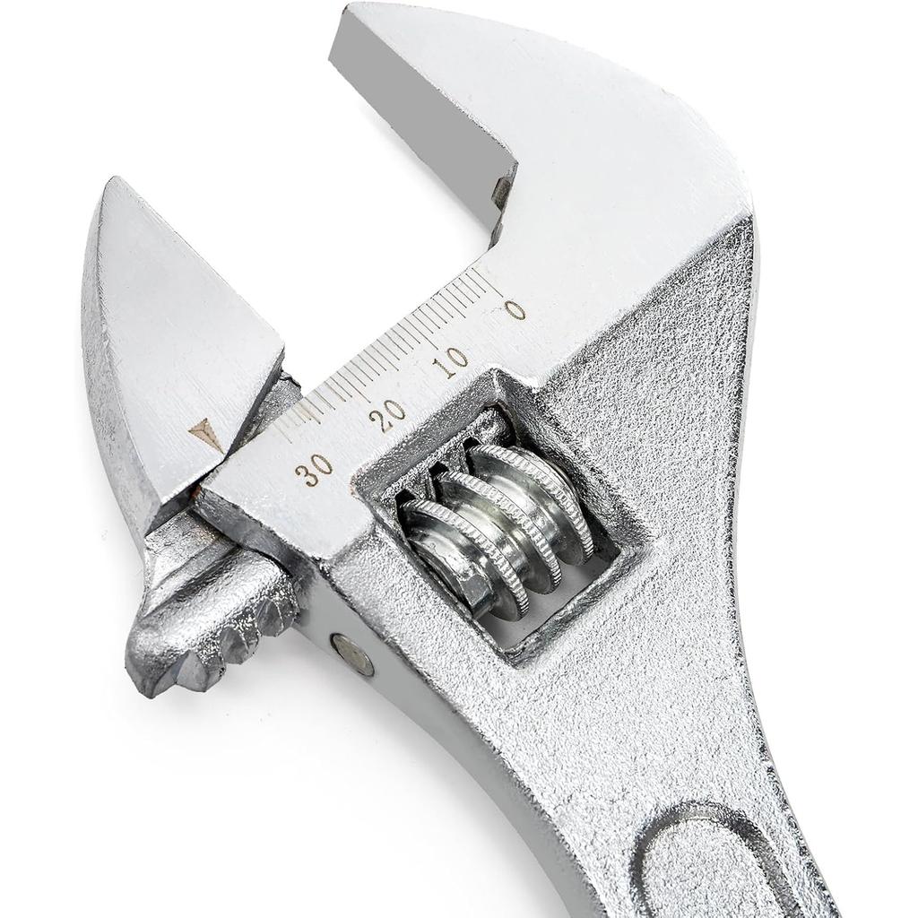 Set of 4 Adjustable Wrench Set, 6/8/10/12-Inch, Forged Cr-V Steel Crescent Wrench with Metric Scales, Heat Treated & Chrome Plated