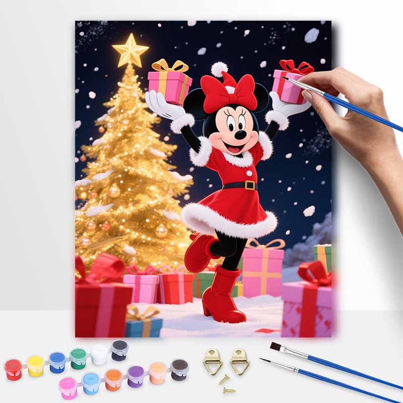 Disney Christmas Minnie Oil Painting Hand Painting Art Kit Coloring Painting Handmade Diy Home Decoration Gift