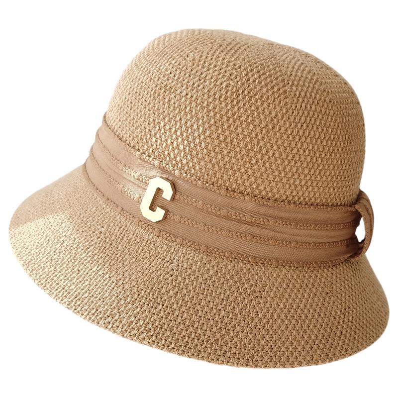 Letter C decoration with dome spring and summer travel sunshade sunscreen hat children's casual washbasin hat