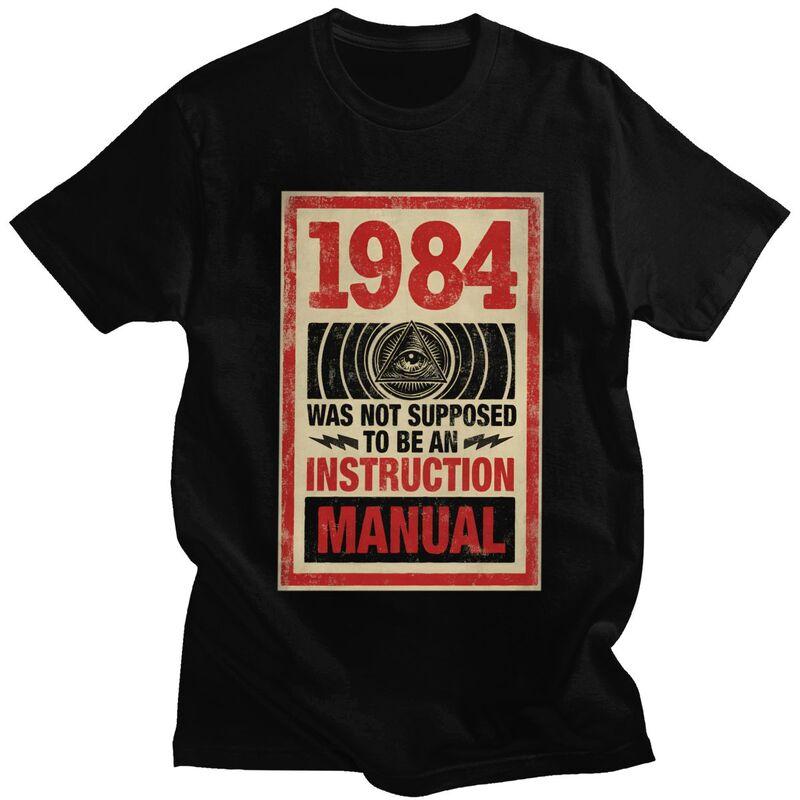 1984 George Orwell Big Brother T Shirt for Men Short Sleeves Novelty Awesome Clothing Streetwear Summer 100 Cotton Tee Tops