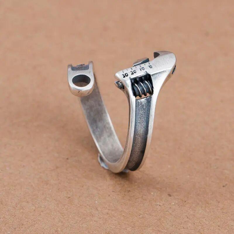 Retro Opening Adjustable Wrench Ring, Fashionable And Versatile, Personalized And Niche Ring Decoration
