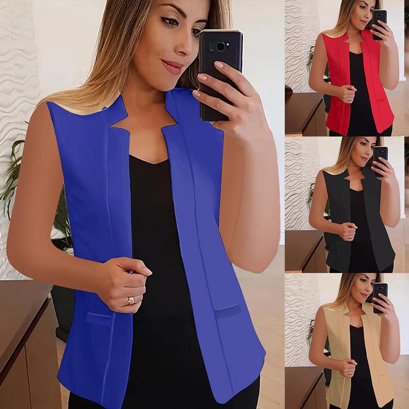 

Женские модные повседневные блейзеры женские без рукавов с карманом на заказ воротник белые ПР женские куртки пальто Femme плюс размер 5XL одежда