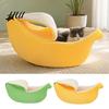 Dekorative Haustiermöbel für Zuhause Bananen-Katzenbett, Plüschhöhlenbett mit Deckel, Fleecegefüttert, Gemütliche Versteckhülle, Warm Halbgeschlossen für Katzen, Klein