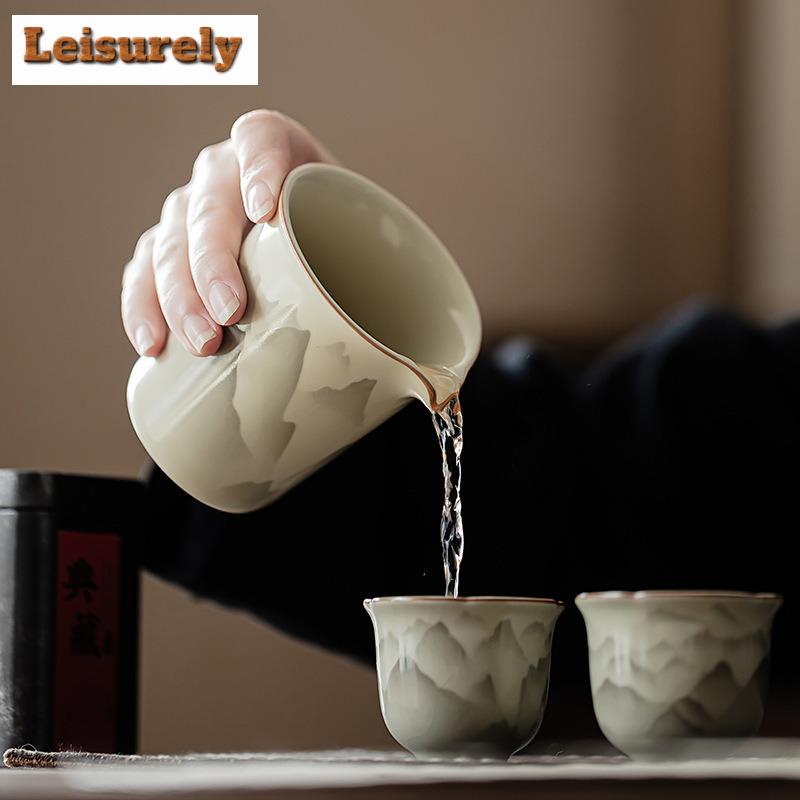 230ml Retro Ru Kiln Keramický čajový džbán Kreativní krajina Květina Rozdělit Čaj Cha Hai Justice Cup Nádobí Dekorace Dodávky