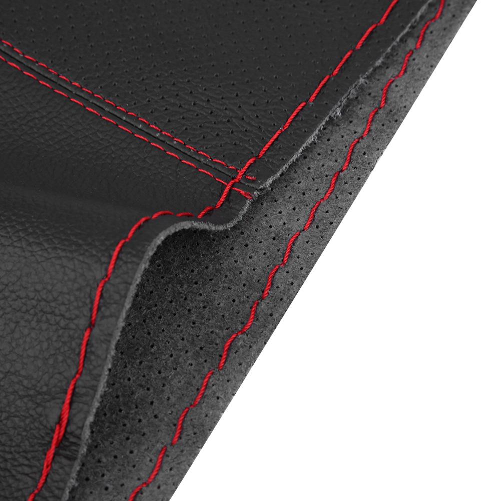 1 Pc 3738cm Car Auto Laser Drilling Cowhide Steering Wheel Cover Universal (Black Red)