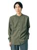Beams Heart Men's Polymelange Band Collar Shirt, Olive, Size M, 42110095413