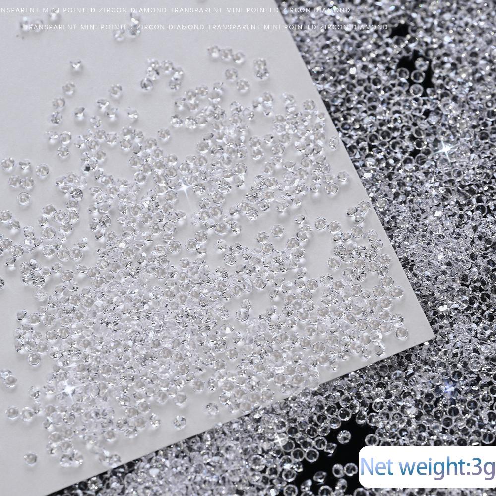 1.5mm Iridescent Micro Caviar Beads Nail Art Rhinestone 3D Clear AB Mini Pixie Crystals Gems Shiny Point-Bottom Glitter Decor *3