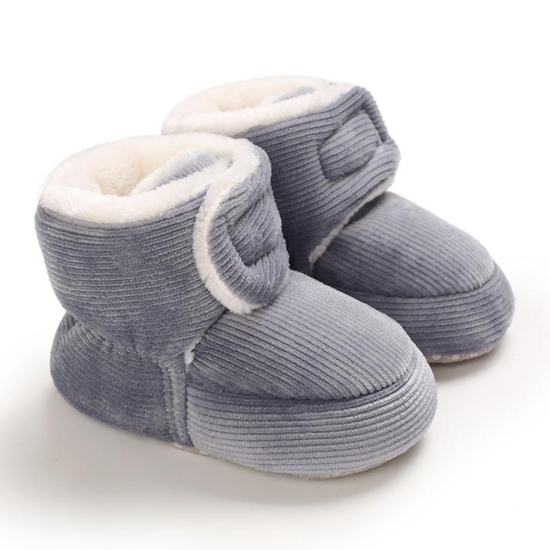 

Baby Boys Girls Cotton Fleece Snow Boots With Solid Color For Winter Warmth 12CM сірий колір