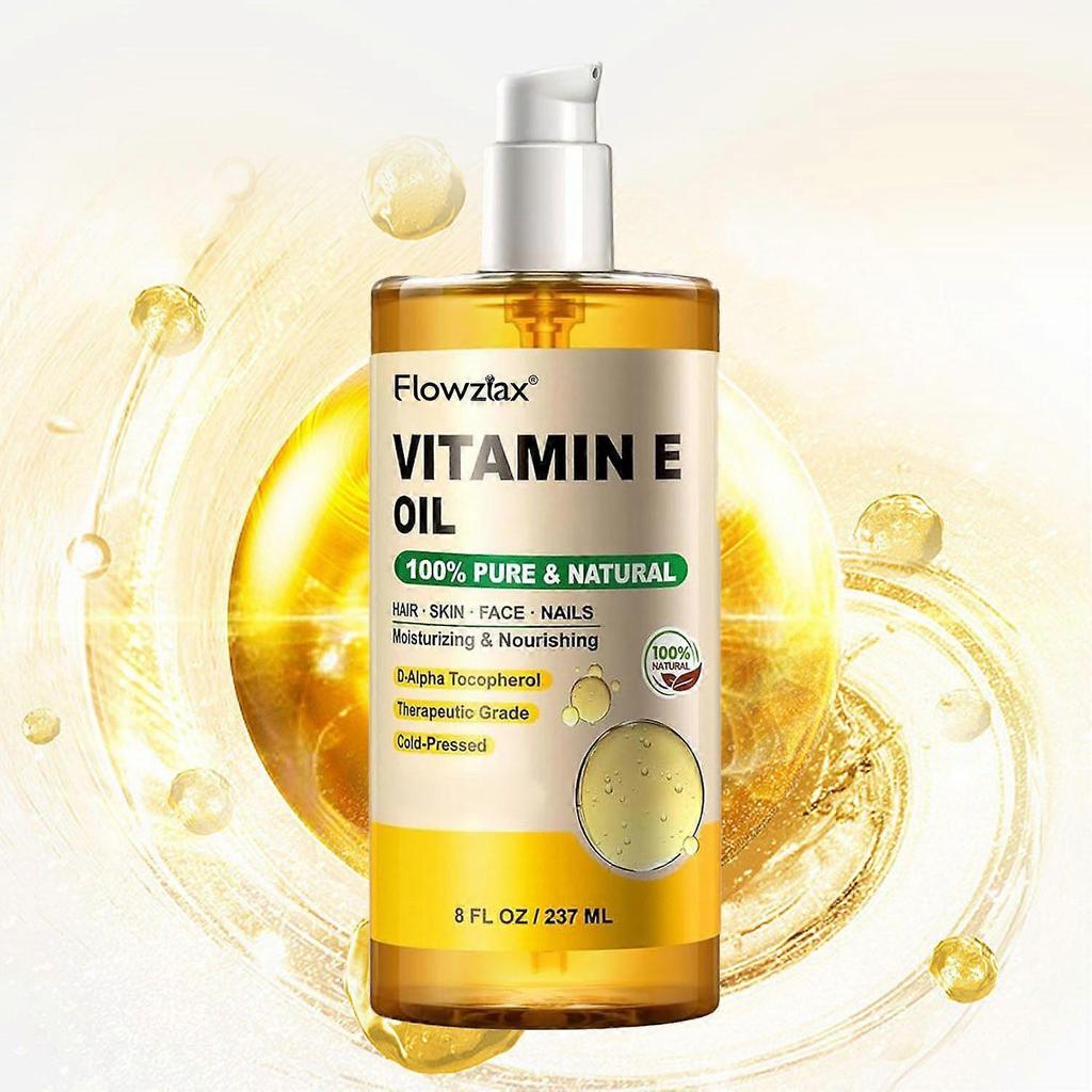 Óleo de Vitamina E 100% Puro - 237 ml, Óleo de Vitamina E Orgânico para Cicatrizes, Pele, Rosto, Unhas e Cabelo, Nutre e Hidrata a Pele, Melhora a Textura da Pele