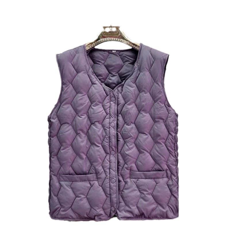 Women's Vest Down Cotton Vest Women's Large Size Winter Warm Vest Thickened Vest Short Vest Jacket Back Elastic Waist