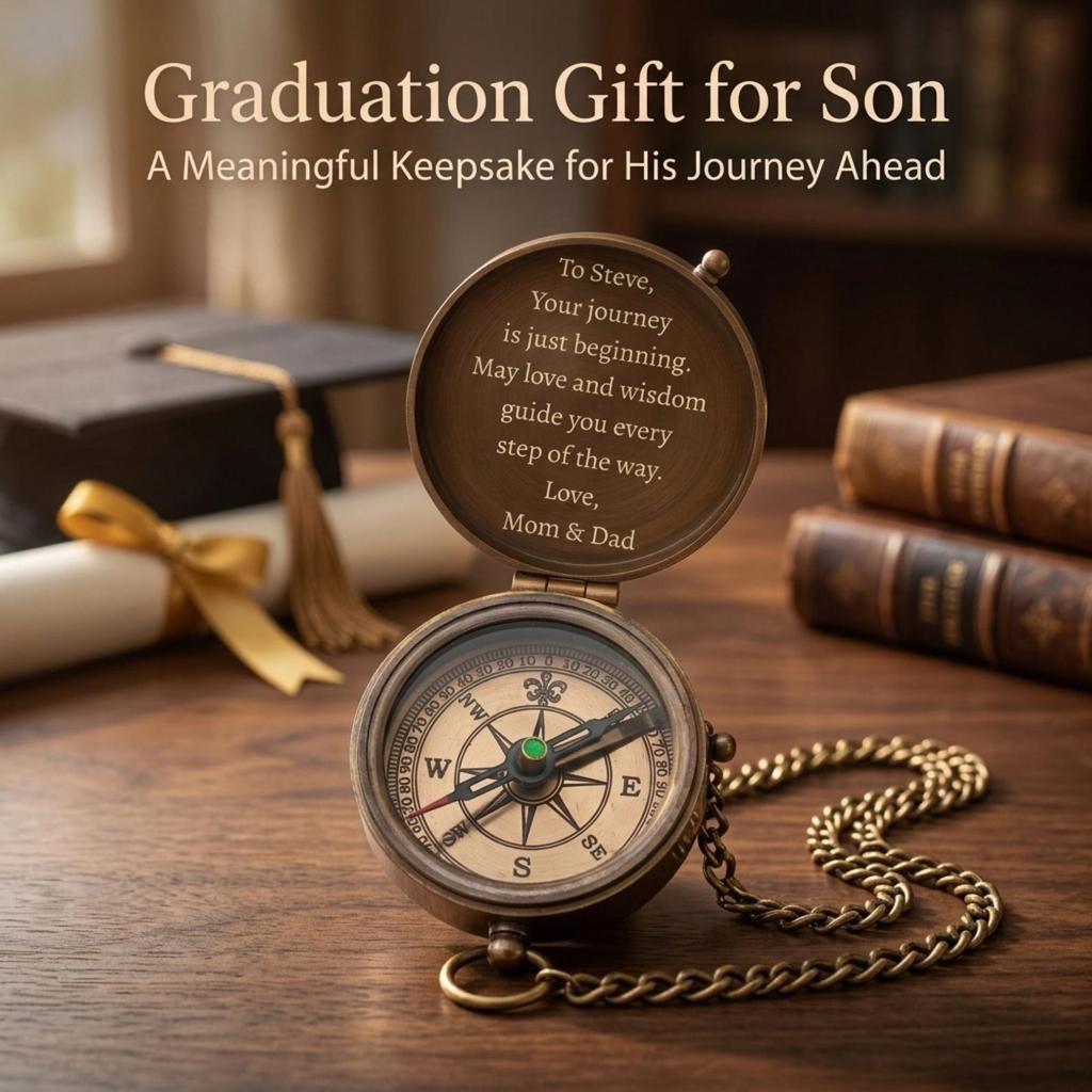 Engraved Compass Keepsake Gift for Men Custom Brass Navigation Compass