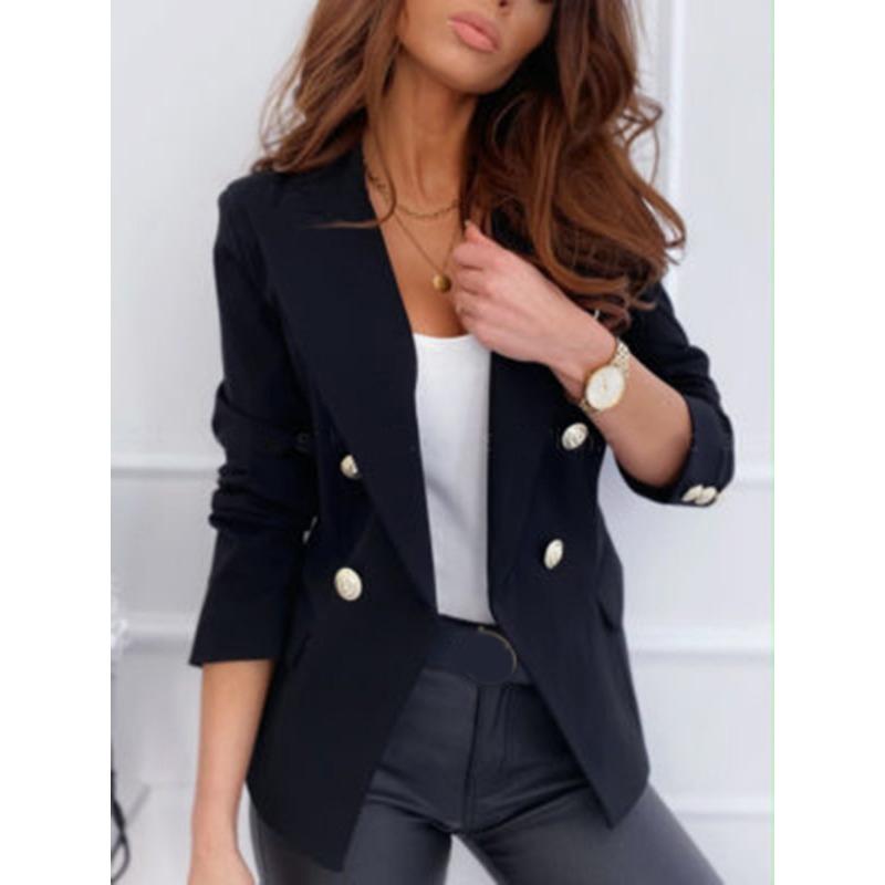 Fashion Long Sleeve Loose Suit Collar Women Jackets Double Breasted Solid Color Office Ladies Streetwear Shirt Female Slim Fit Casual Simple Clothing
