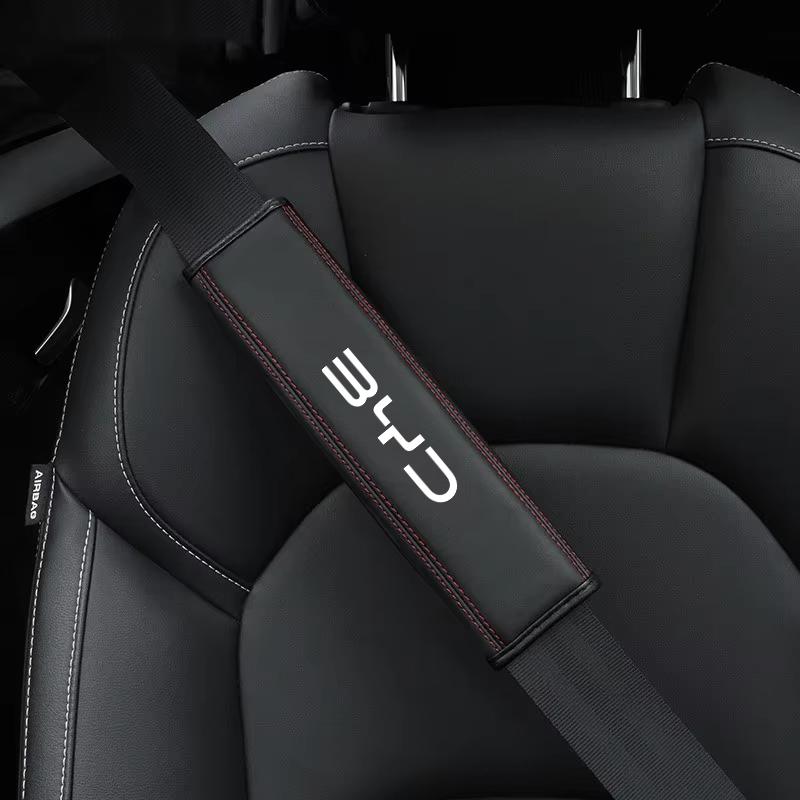 Seat Belt Cover Leather Protector Pads For BYD Atto 3 Dolphin Seal Tang F3 Dmi Song Yuan EV 2023-2025 Atto 4 Car Accessories