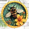 Rustic Wooden Sign with Adorable Bees Pattern - Round Ornament for Front Door, Wall Hanging Decor - Ideal Home Hanging Decor
