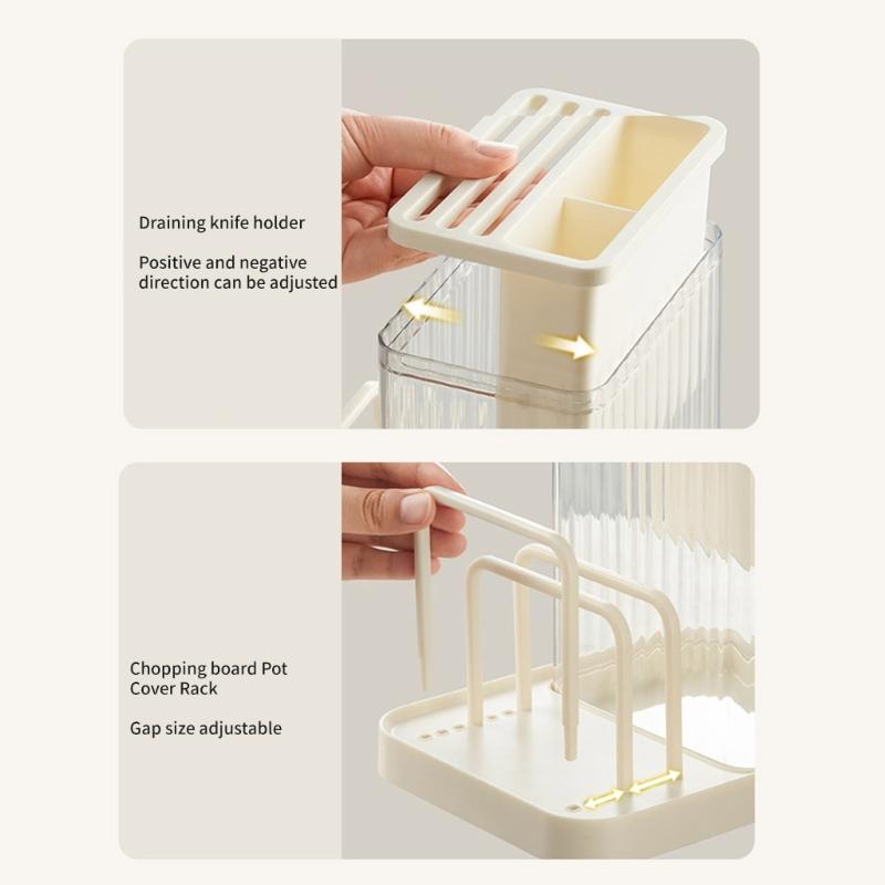 Multifunctional Kitchen Cutter and Cutting Board Stand with Chopstick Holder Space Saving Storage Rack Organizers