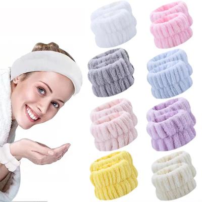 1 pár potítko Prevent Tekutý pásek na zápěstí Jednobarevný plyš Vodotěsný pásek na zápěstí Mytí obličeje Absorbent potření flanelový pásek do vlasů