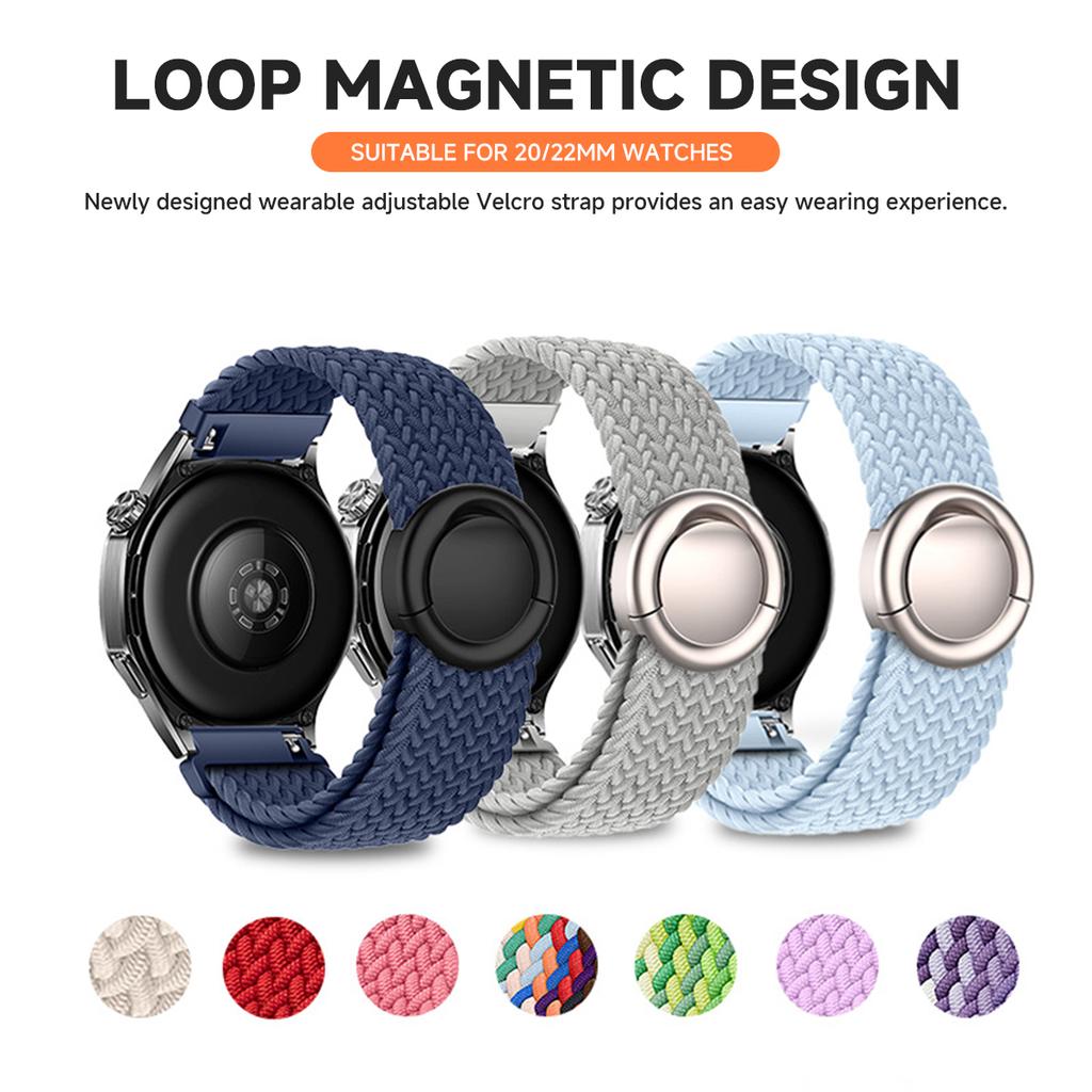 18mm 20mm 22mm Pasek pętla z plecionego nylonu do Huawei Watch GT5/GT4 Pro Klamra spadochronowa Wygodny pasek do Samsung Watch 7 6 5 4