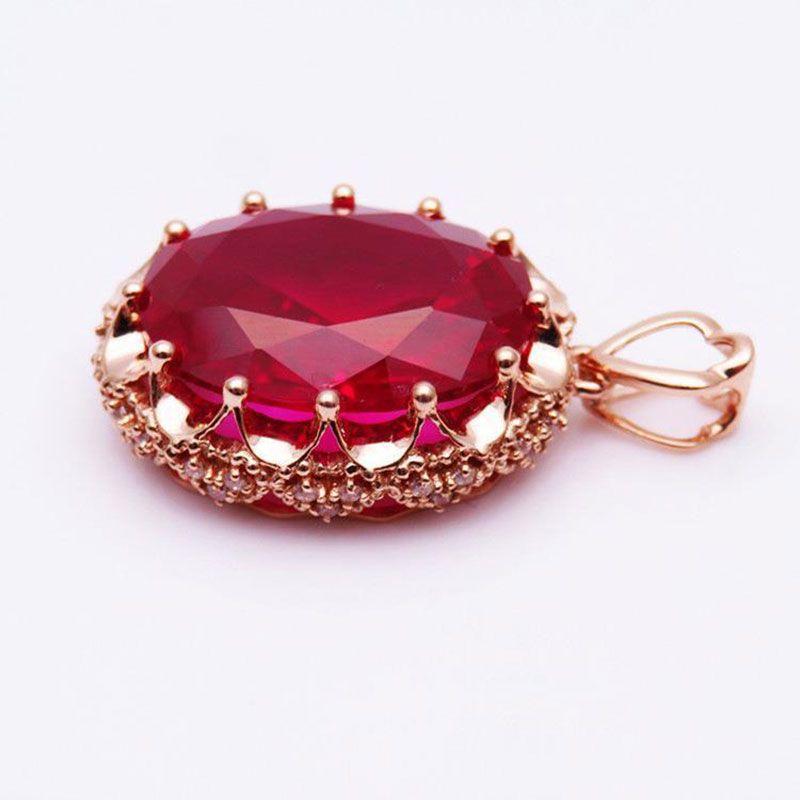 Exquisite Russian Purple Gold Egg Surface Redstone Pendant Fashion Temperament Light Luxury Niche Color Gold Plated Rose Gold Necklace