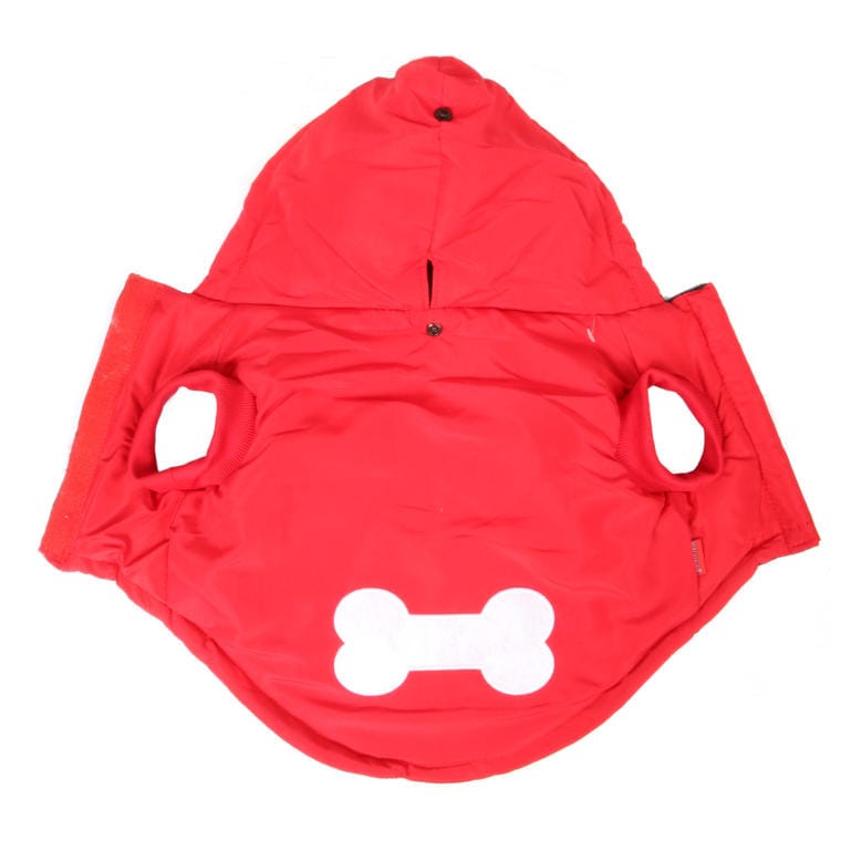 Waterproof winter jacket for medium dogs with hood, red and black, size M