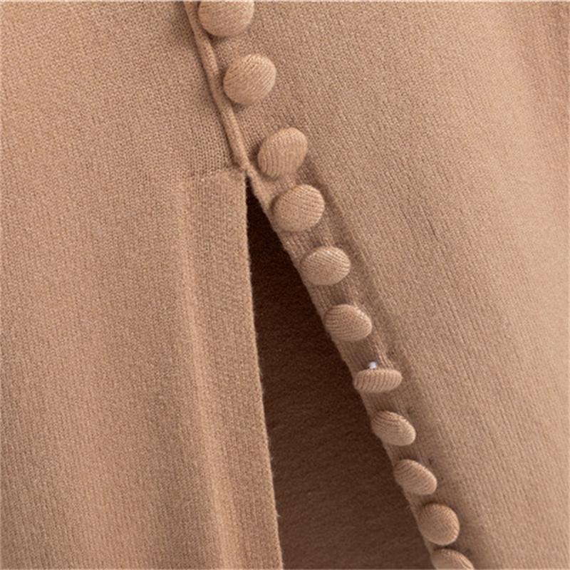 Autumn And Winter Women's V-Neck Base Knitted Long Dress  Loose Plus Size Solid Color Women's Dress