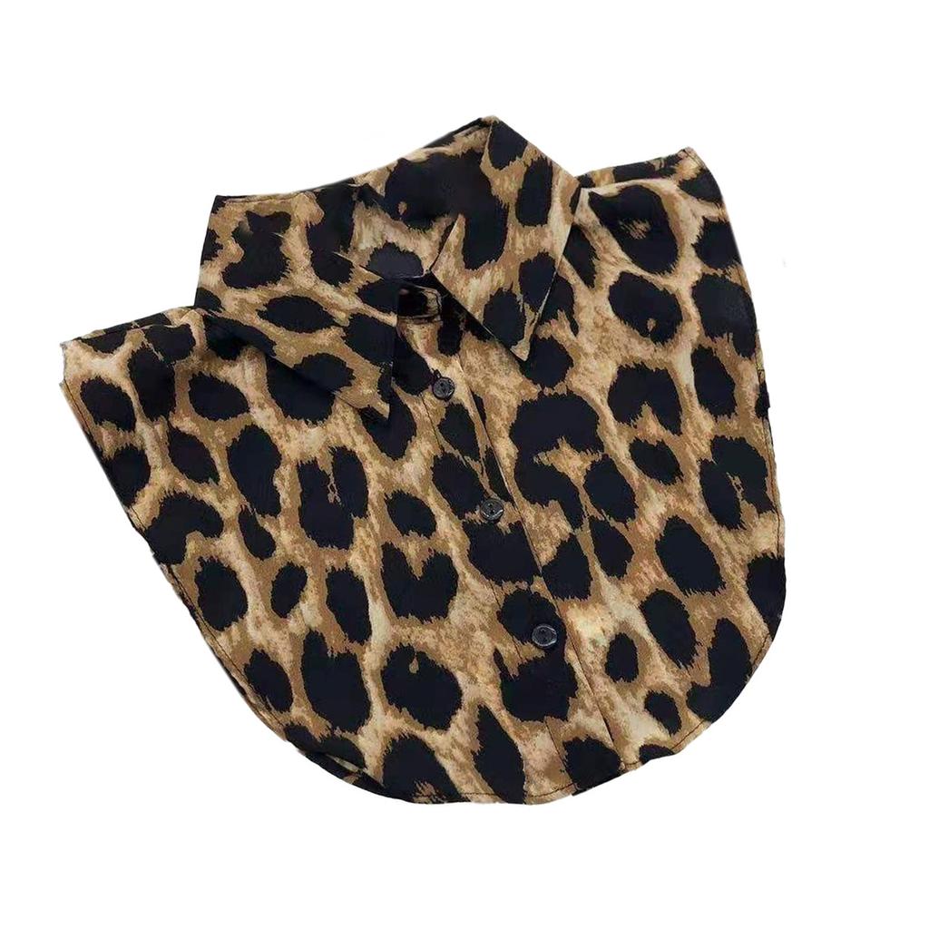 Women's Detachable Faux Collar Insert Leopard Snakeskin Print Half Shirt Blouse Lapel False Collar Decorative Favor