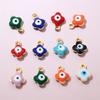 20pcs 9x7mm Enamel Evil Eyes Flower Charms Pendant Small Stainless Steel DIY Jewelry Making Accessories Findings