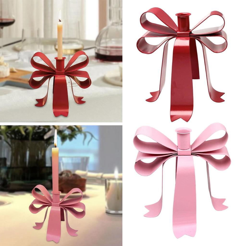 Iron Bow Candlesticks Decorative Candle Stand Table Centerpiece for Festive Home Holiday Atmosphere