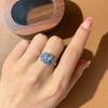 2025 New Luxury Rectangle CZ Princess Designer Engagement  Silver Ring for Women Lady Anniversary Gift  Wholesale