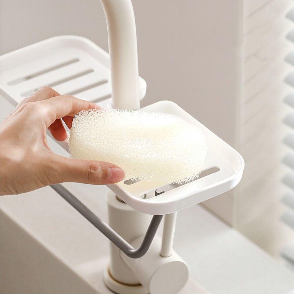 Plastic Faucet Sponge Holder Rotatable Sink Rack Easy To Install Kitchen Storage Shelf  Kitchen