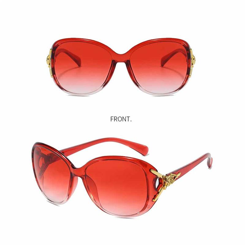 Klassische Große Fassung Fuchs Kopf Reflektierende Flache Gläser Mode Kamelie Sonnenschutz Sonnenbrille Brillen