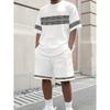Ensemble Décontracté d'Été pour Homme T-shirt et Short Ensemble Sportswear 2026 Grande Taille T-shirt à Manches Courtes Short à Cordon de Serrage et Poches Ensemble