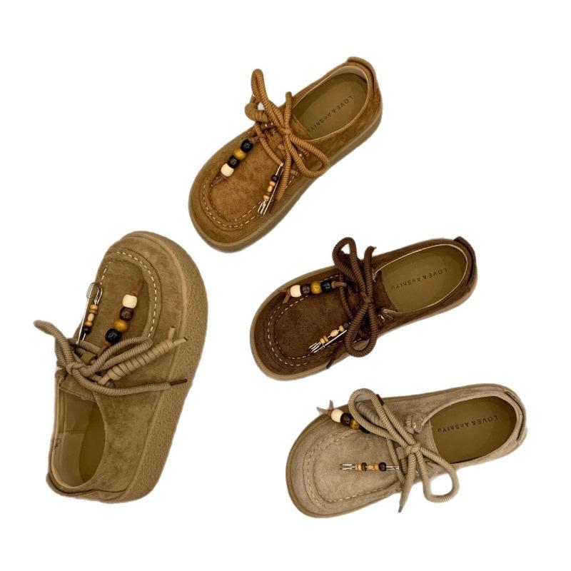 Cowhide Kangaroo Shoes Thick-soled Women's Shoes Autumn New Soft-soled Casual Loafers