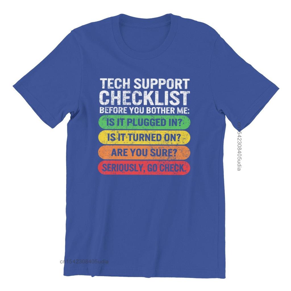 Funny Sysadmin Shirt Tech Support Checklist Unisex Vintage Sport Tshirt Punk Anime Family Tops Tees Oversized 3d Print Cotton