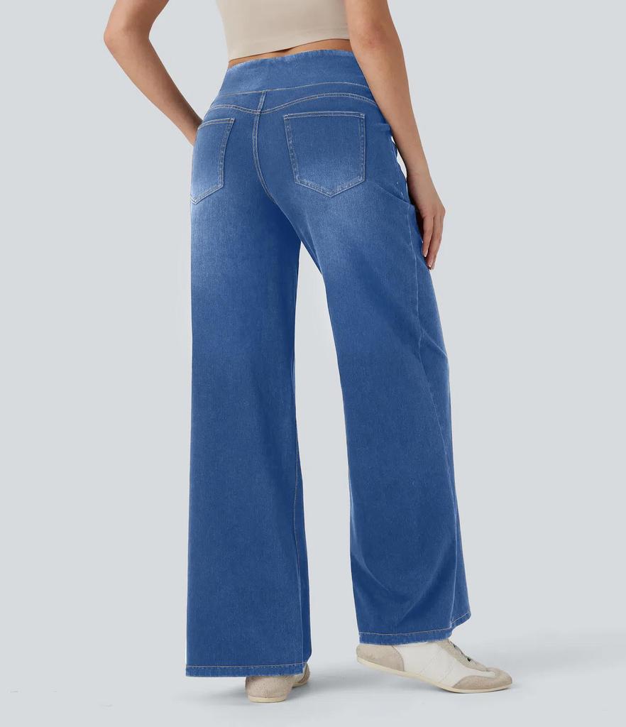 2025 European & American High-Waisted Loose Wide-Leg Slimming Women's Jeans