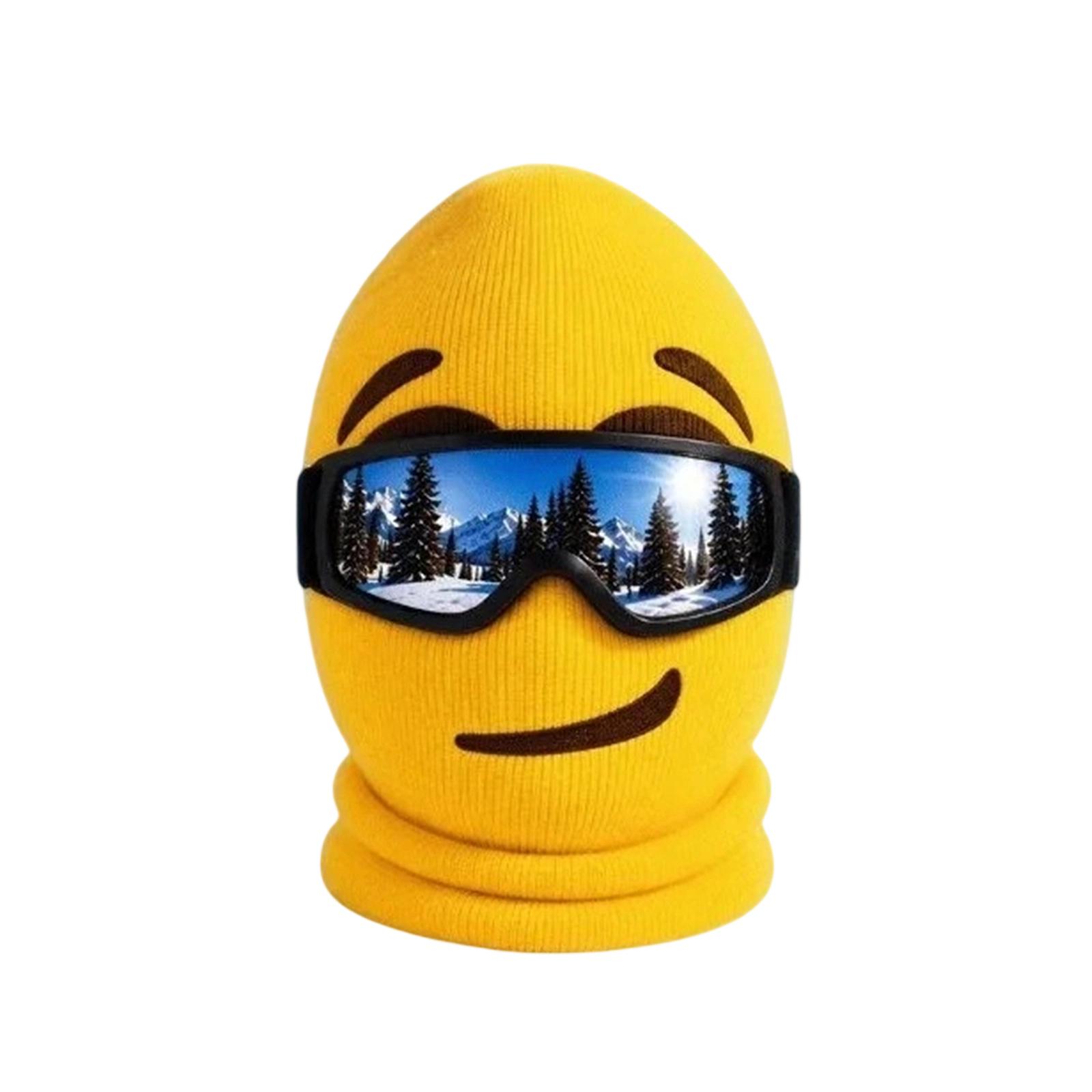 Mască Ski Față Completă 3D Imprimată Realistă Amuzantă, Rezistentă la Vânt de Iarnă (Ochelari de soare nu sunt inclusi) One Size galben