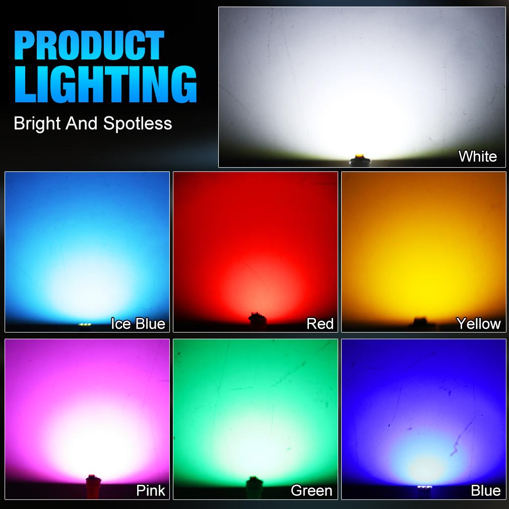 10Pcs T5 Led Bulbs W3W W1.2W Led Canbus Car Interior Lights Dashboard Gauge Warning Indicator Wedge Auto Instrument Cluster Lamp 12V