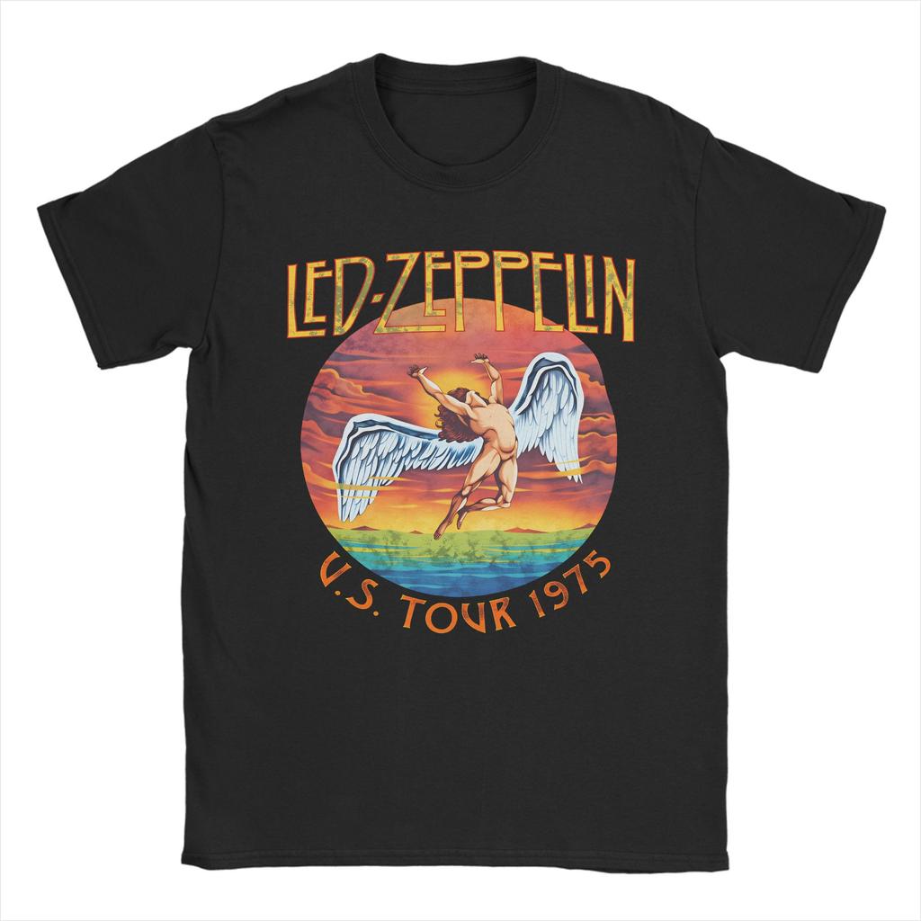 Rock band Led Zeppelins falling angel Awesome 100 Cotton Tees Short Sleeve  T Shirts Crew Neck Tops Graphic Printed