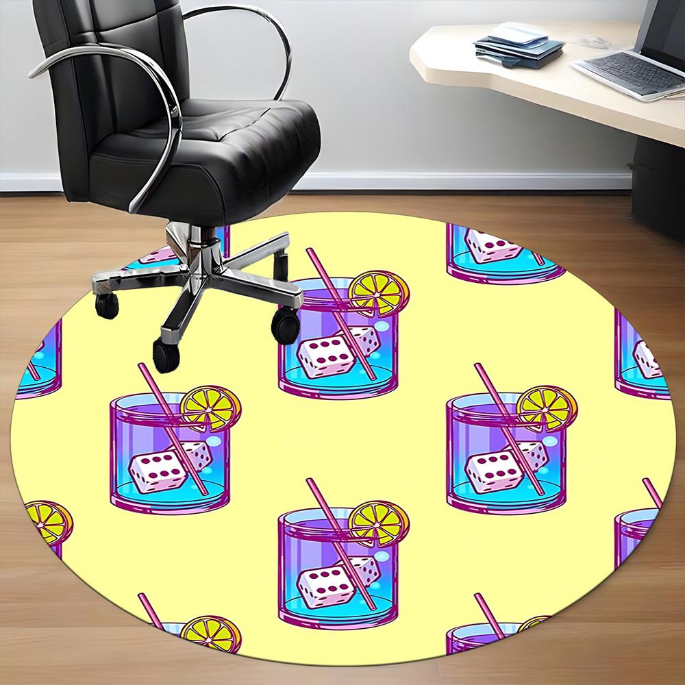 1pc Dice Cocktail Pattern Chair Carpet for Office Non Slip, Lightweight, Machine Washable Rug for Office Holiday Decor
