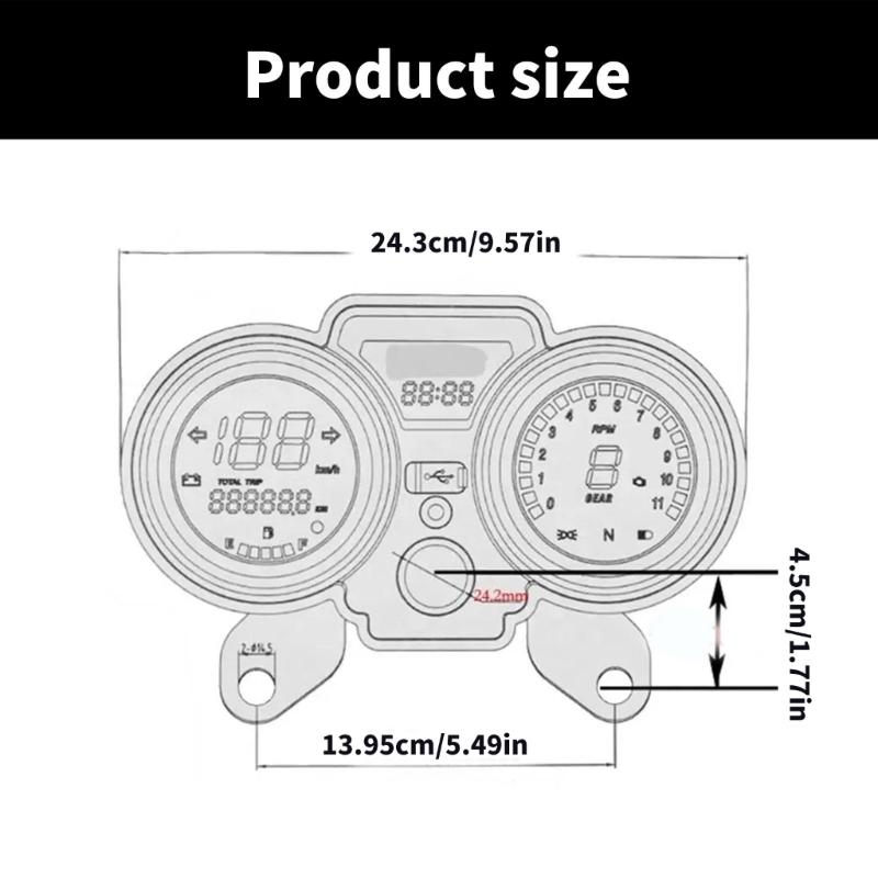 Digital Speedometer Odometer Dashboard Suitable for RC250 150Gato 250cc Waterproof Motorcycle Instrument LED Tachometer