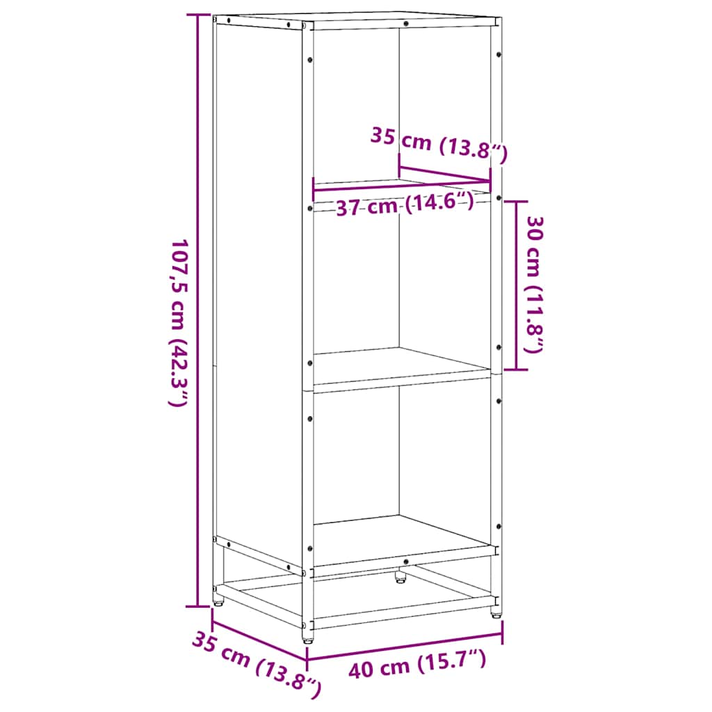Bookshelf Brown Oak Effect 40 x 35 x 107.5 cm Engineered Wood