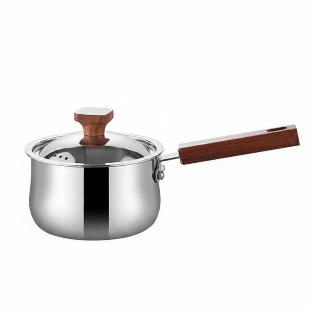 Infant Meal Pot Uncoated Stainless Steel Milk Three-Layer Construction Wood