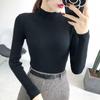 Autumn and Winter Long Sleeve Pullover Hundred Solid Color Women's Sweater Half High Neck Slim Knit Bottom Shirt