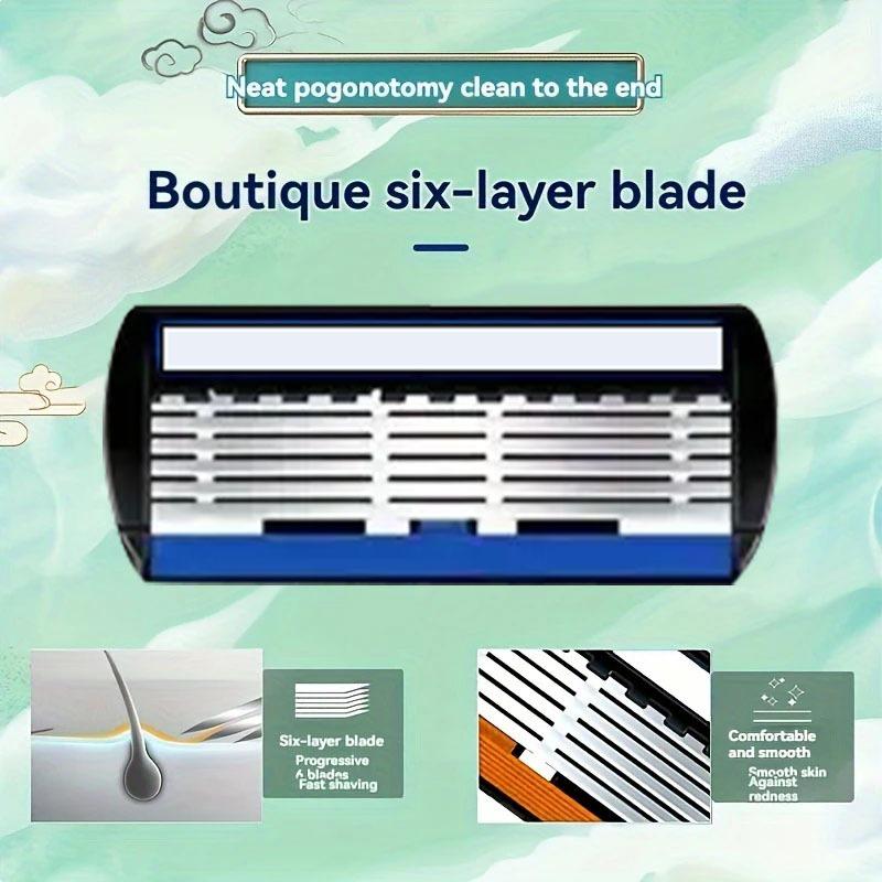 Six-Layer Razor Blade Shaver with Metal Holder for Hair Removal