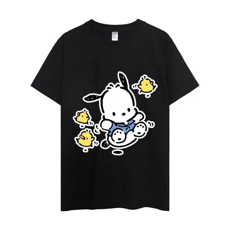 

MINISO Sanrio Pochacco T Shirt Women Couple Combination Clothes Short Sleeve Collar Fashion Man Cotton 4XL