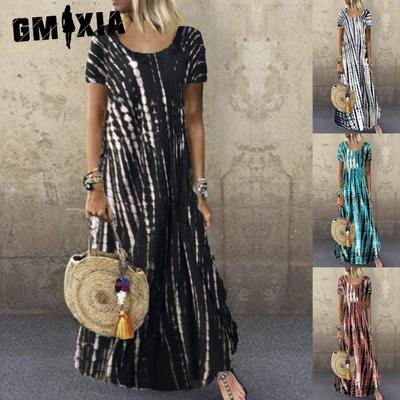 S-5XL Damenmode Sommer Frühling Lässige Kurzarm O-Ausschnitt Kleider