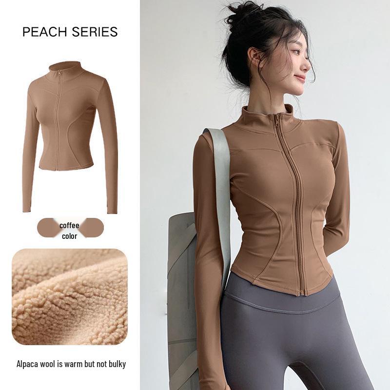 Women's Slim-Fit Fleece-Lined Running Jacket - Autumn/Winter 2025 Yoga & Fitness Long Sleeve.