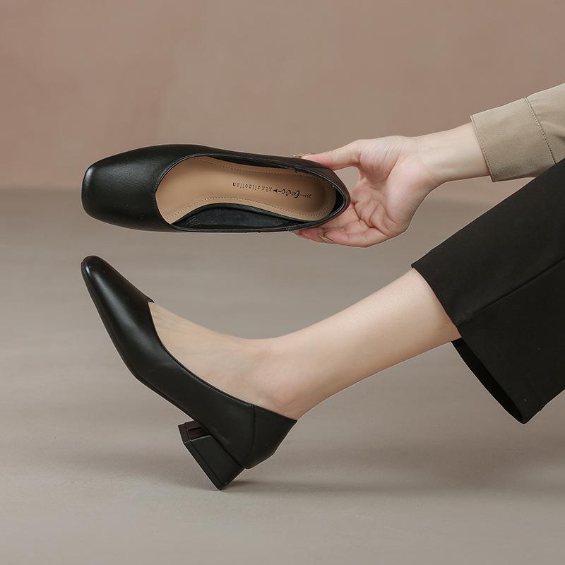 

Leather flat for Huizhou women s shoes grape mother same black Mary Jane shoes thick heel new high heels women 34 чёрный