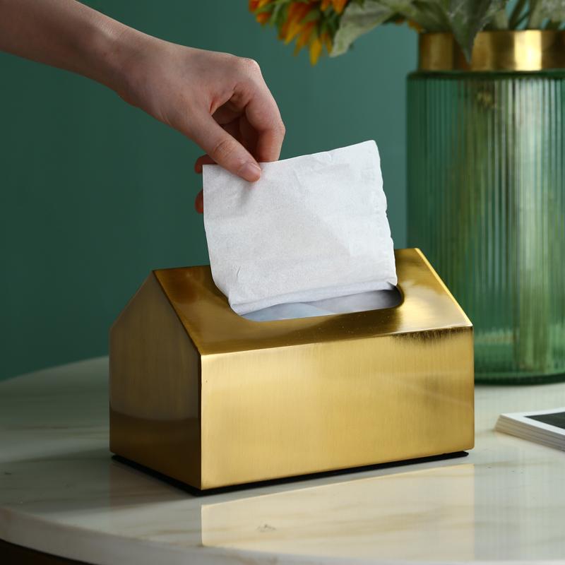 Taschentuchbox aus Metall, quadratisch, golden, rechteckig, Hausgeometrie, Schreibtisch-Aufbewahrungsorganisation, moderne Wohndekoration, Zubehör