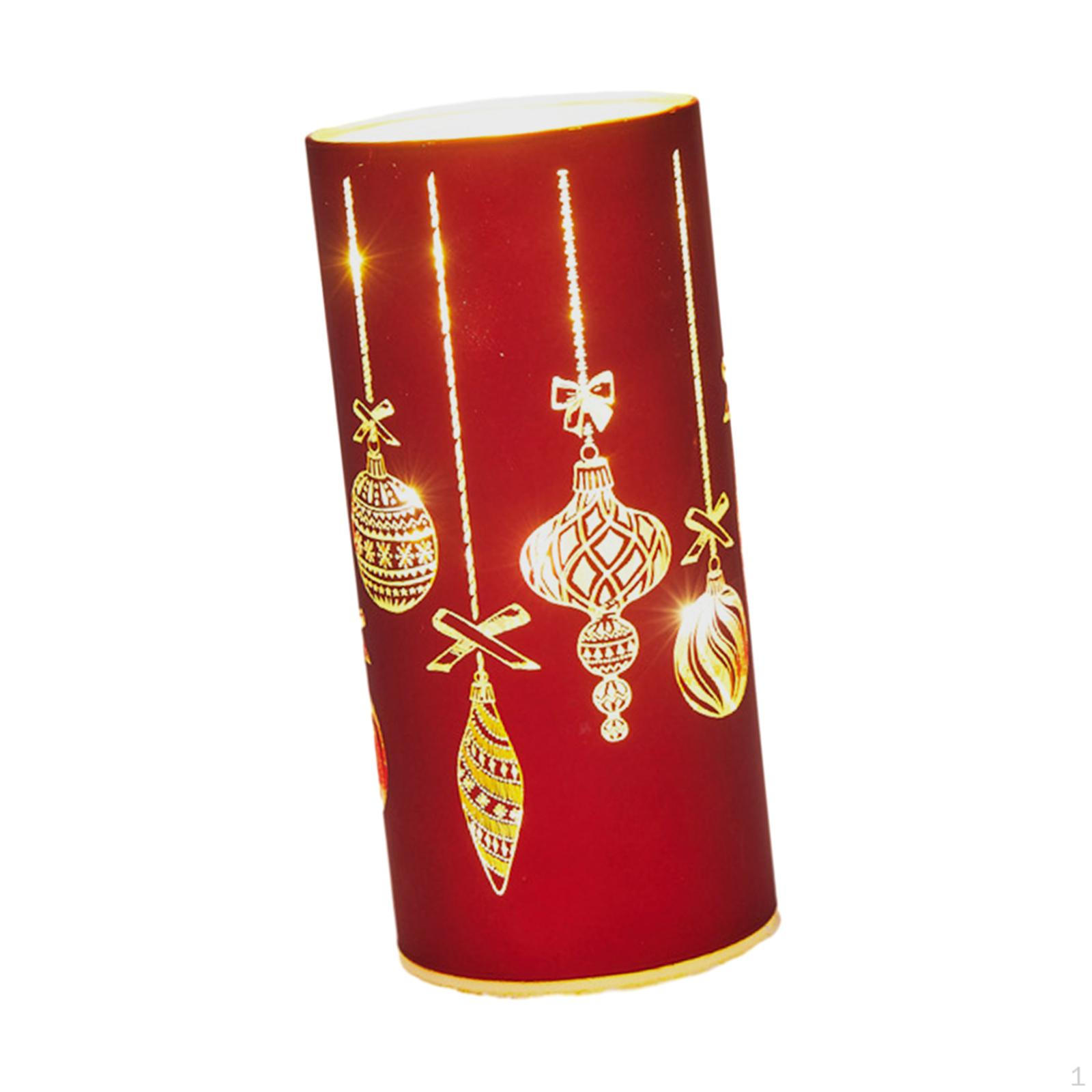 

Christmas Decoration Cylinder Glass Glowing Lantern Red Indoor Ornament 7x15cm Desktop Lighting for